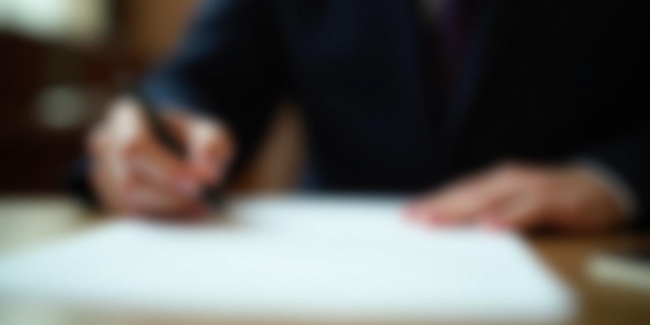 Close-up of a legal professional reviewing a contract with a fountain pen in a London office